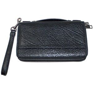 NWOT Coach Buffalo Hide Clutch Accordian Wallet Wristlet in Black